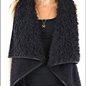 Love Tree Faux Fur Black Vest